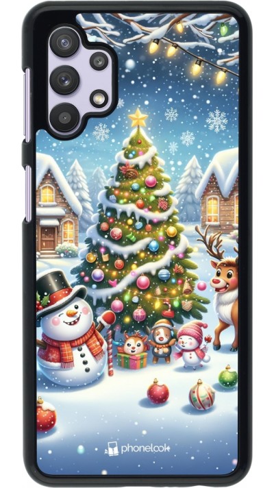 Coque Samsung Galaxy A32 5G - Noël 2023 bonhomme de neige et sapin