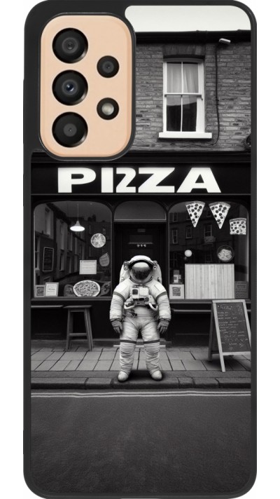 Coque Samsung Galaxy A33 5G - Silicone rigide noir Astronaute devant une Pizzeria