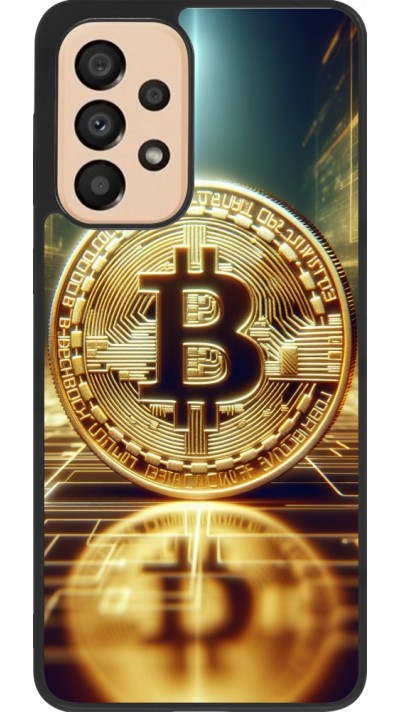 Coque Samsung Galaxy A33 5G - Silicone rigide noir Bitcoin Standing