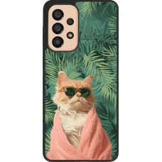 Samsung Galaxy A33 5G Case Hülle - Silikon schwarz Cat Summer Palms