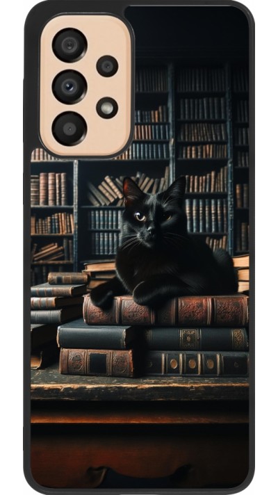 Coque Samsung Galaxy A33 5G - Silicone rigide noir Chat livres sombres