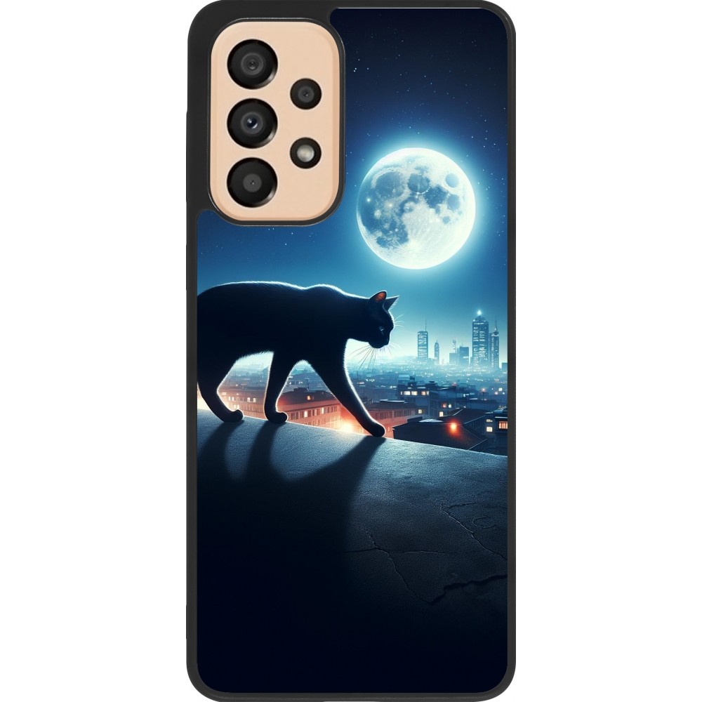 Samsung Galaxy A33 5G Case Hülle - Silikon schwarz Schwarze Katze unter dem Vollmond