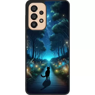 Samsung Galaxy A33 5G Case Hülle - Silikon schwarz Schwarze Katze Spaziergang
