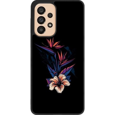 Coque Samsung Galaxy A33 5G - Silicone rigide noir Dark Flowers