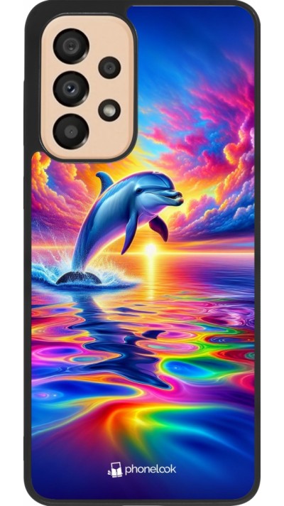 Samsung Galaxy A33 5G Case Hülle - Silikon schwarz Glücklicher Regenbogen-Delfin Samsung Galaxy A33 5G Case Hülle - Silikon schwarz Glücklicher Regenbogen-Delfin