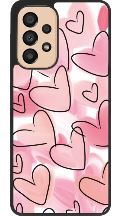 Samsung Galaxy A33 5G Case Hülle - Silikon schwarz Easter 2023 pink hearts