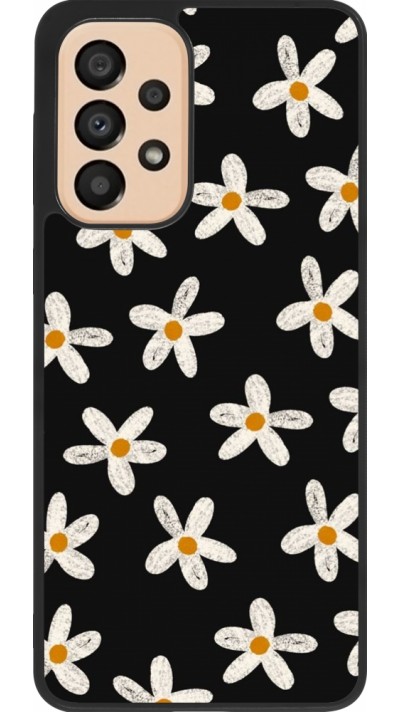 Samsung Galaxy A33 5G Case Hülle - Silikon schwarz Easter 2024 white on black flower