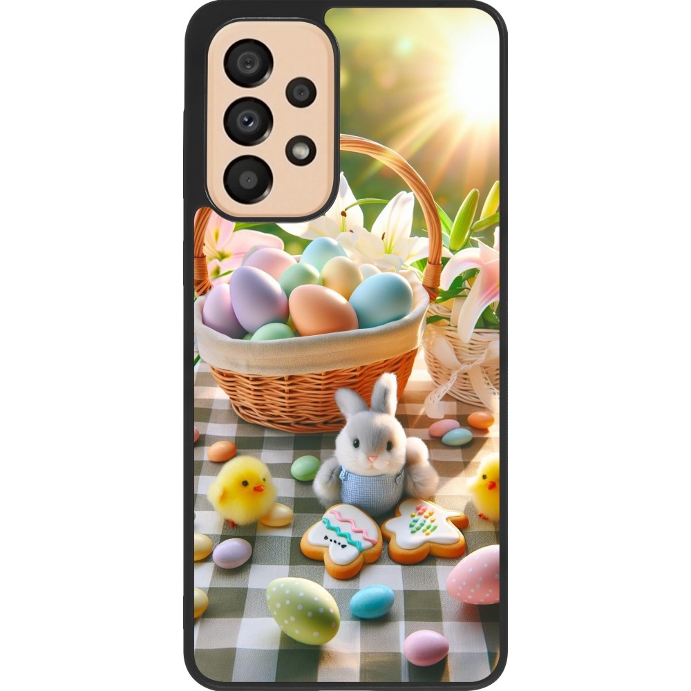 Coque Samsung Galaxy A33 5G - Silicone rigide noir Easter 2025 Panier Pâques