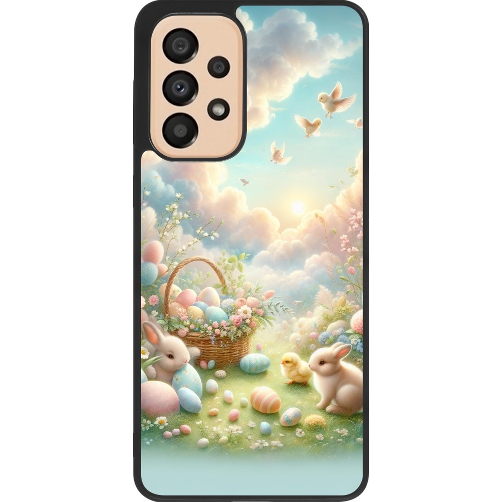 Coque Samsung Galaxy A33 5G - Silicone rigide noir Easter 2025 Pastel Pâques
