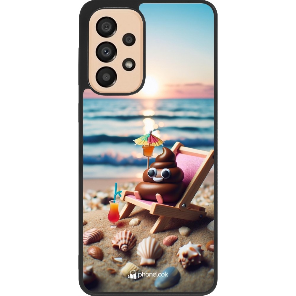 Samsung Galaxy A33 5G Case Hülle - Silikon schwarz Kackhaufen Emoji auf Liegestuhl
