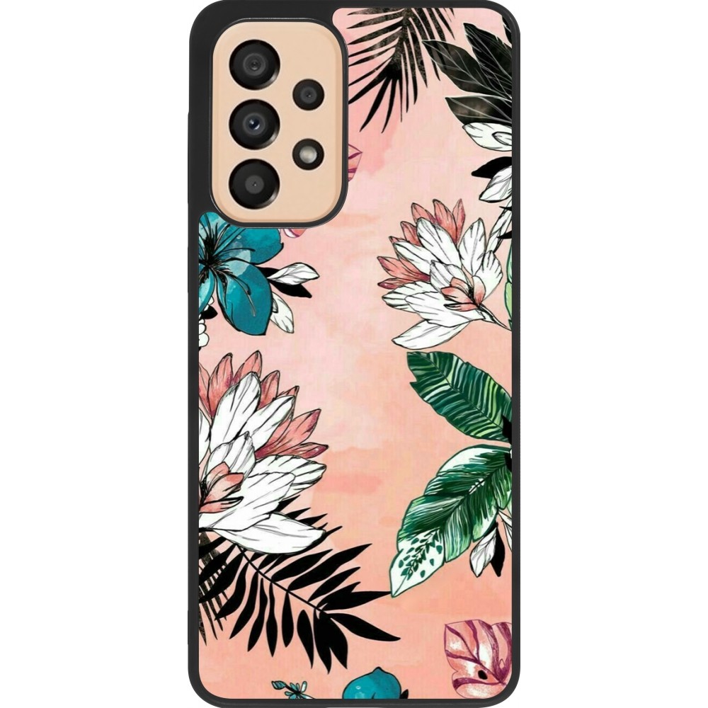 Samsung Galaxy A33 5G Case Hülle - Silikon schwarz Flowers Artprint