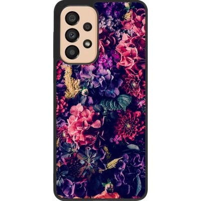Coque Samsung Galaxy A33 5G - Silicone rigide noir Flowers Dark