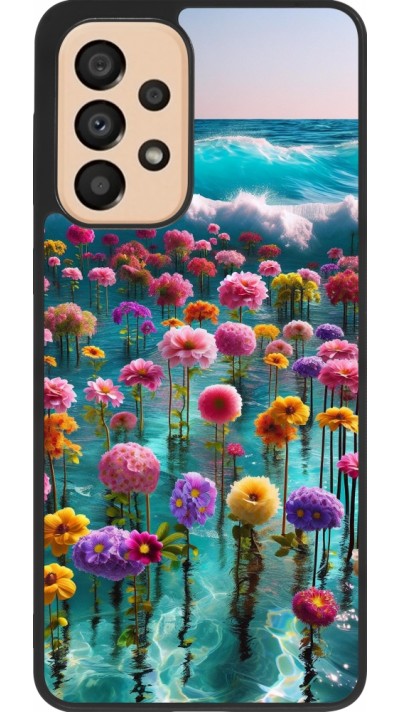 Samsung Galaxy A33 5G Case Hülle - Silikon schwarz Blumenmeer Wellen