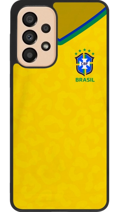 Coque Samsung Galaxy A33 5G - Silicone rigide noir Maillot de football Brésil 2022 personnalisable