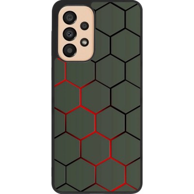 Coque Samsung Galaxy A33 5G - Silicone rigide noir Geometric Line red