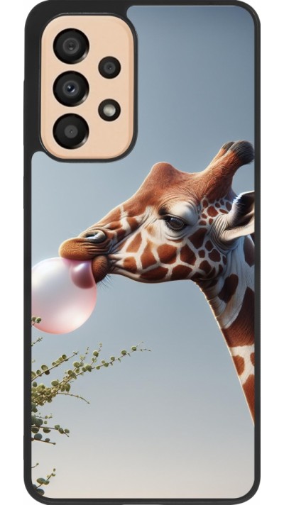 Coque Samsung Galaxy A33 5G - Silicone rigide noir Girafe à bulle