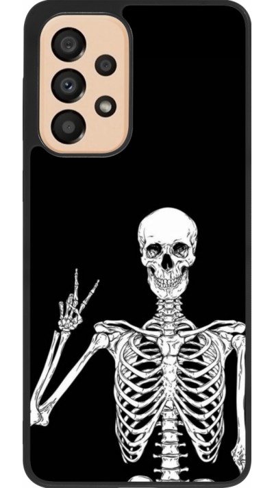 Coque Samsung Galaxy A33 5G - Silicone rigide noir Halloween 2023 peace skeleton