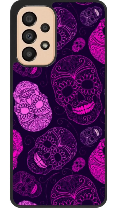 Coque Samsung Galaxy A33 5G - Silicone rigide noir Halloween 2023 pink skulls