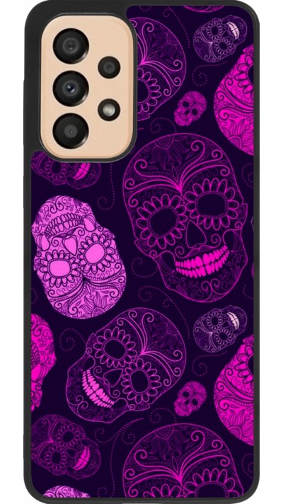 Samsung Galaxy A33 5G Case Hülle - Silikon schwarz Halloween 2023 pink skulls Samsung Galaxy A33 5G Case Hülle - Silikon schwarz Halloween 2023 pink skulls