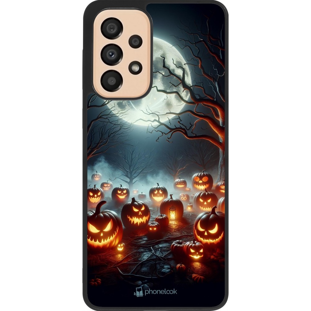 Samsung Galaxy A33 5G Case Hülle - Silikon schwarz Halloween 2024 Viele Kuerbisse