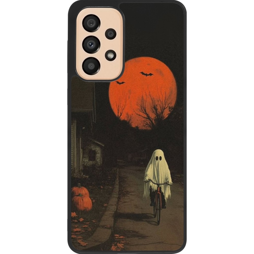 Coque Samsung Galaxy A33 5G - Silicone rigide noir Halloween 2025 Ghost on a bicycle