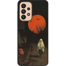 Coque Samsung Galaxy A33 5G - Silicone rigide noir Halloween 2025 Ghost on a bicycle