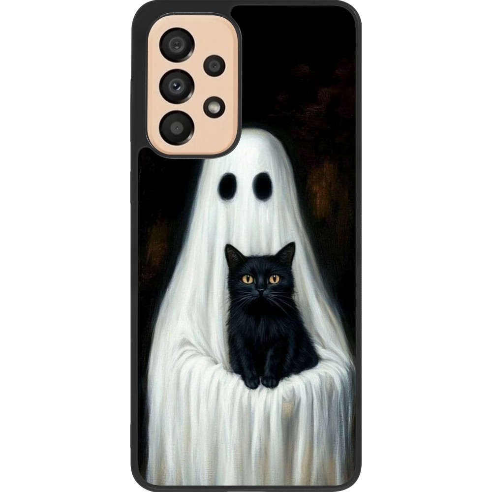 Coque Samsung Galaxy A33 5G - Silicone rigide noir Halloween 2025 Ghost with black cat