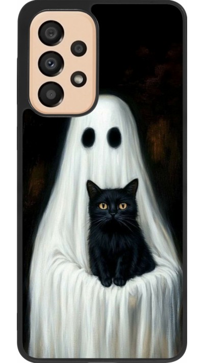 Coque Samsung Galaxy A33 5G - Silicone rigide noir Halloween 2025 Ghost with black cat