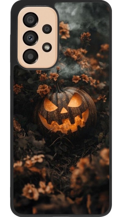 Coque Samsung Galaxy A33 5G - Silicone rigide noir Halloween 2025 Pumpkin with flowers