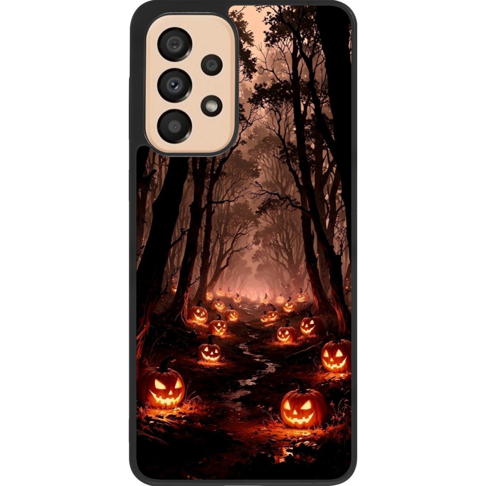 Coque Samsung Galaxy A33 5G - Silicone rigide noir Halloween 2025 Road of Terrifying Pumpkins