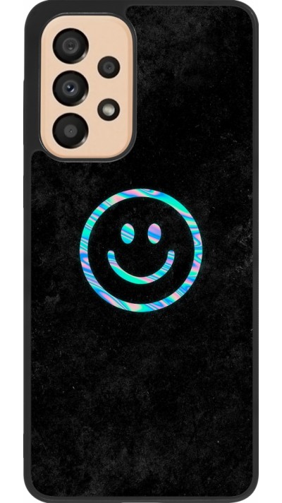 Coque Samsung Galaxy A33 5G - Silicone rigide noir Happy smiley irisé