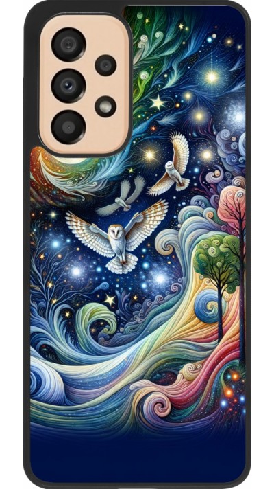 Samsung Galaxy A33 5G Case Hülle - Silikon schwarz Fliegender Blumen-Eule Samsung Galaxy A33 5G Case Hülle - Silikon schwarz Fliegender Blumen-Eule