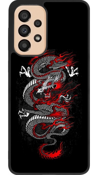 Coque Samsung Galaxy A33 5G - Silicone rigide noir Japanese style Dragon Tattoo Red Black