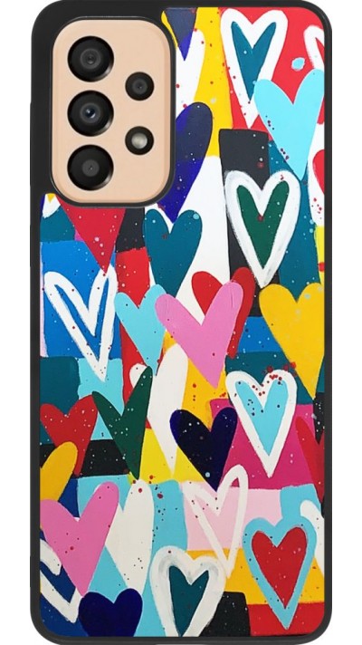 Coque Samsung Galaxy A33 5G - Silicone rigide noir Joyful Hearts