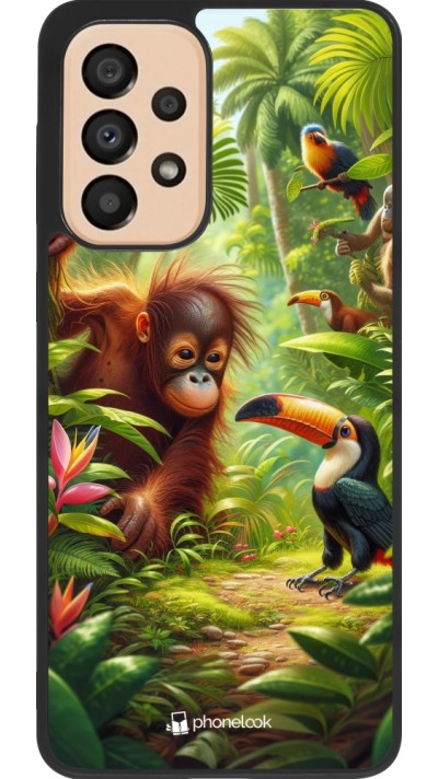 Coque Samsung Galaxy A33 5G - Silicone rigide noir Jungle Tropicale Tayrona