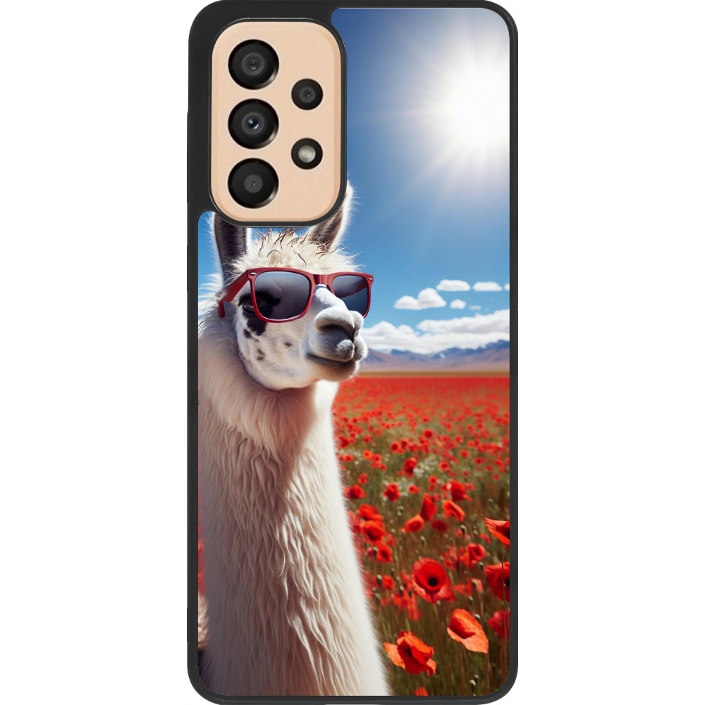 Samsung Galaxy A33 5G Case Hülle - Silikon schwarz Lama Chic in Mohnblume