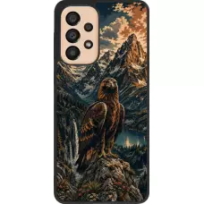 Coque Samsung Galaxy A33 5G - Silicone rigide noir Linocut Aigle Royal