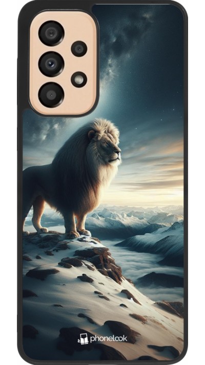 Coque Samsung Galaxy A33 5G - Silicone rigide noir Le lion blanc