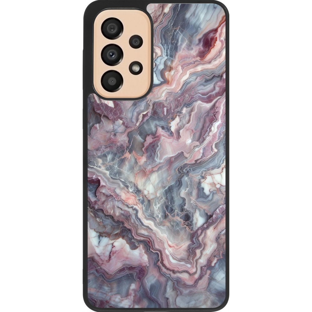 Samsung Galaxy A33 5G Case Hülle - Silikon schwarz Violetter silberner Marmor