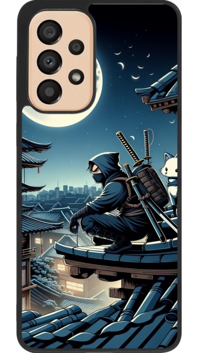 Coque Samsung Galaxy A33 5G - Silicone rigide noir Ninja sous la lune