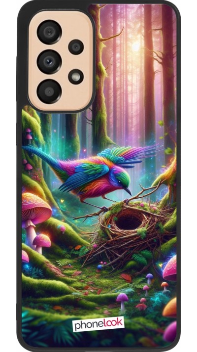 Coque Samsung Galaxy A33 5G - Silicone rigide noir Oiseau Nid Forêt