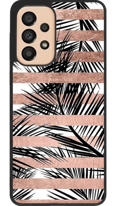 Hülle Samsung Galaxy A33 5G - Silikon schwarz Palm trees gold stripes