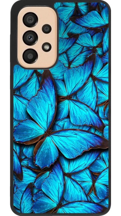 Coque Samsung Galaxy A33 5G - Silicone rigide noir Papillon bleu