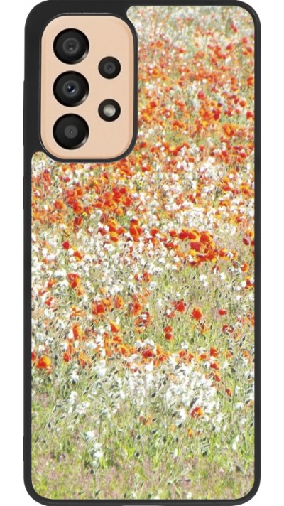 Coque Samsung Galaxy A33 5G - Silicone rigide noir Petites fleurs peinture