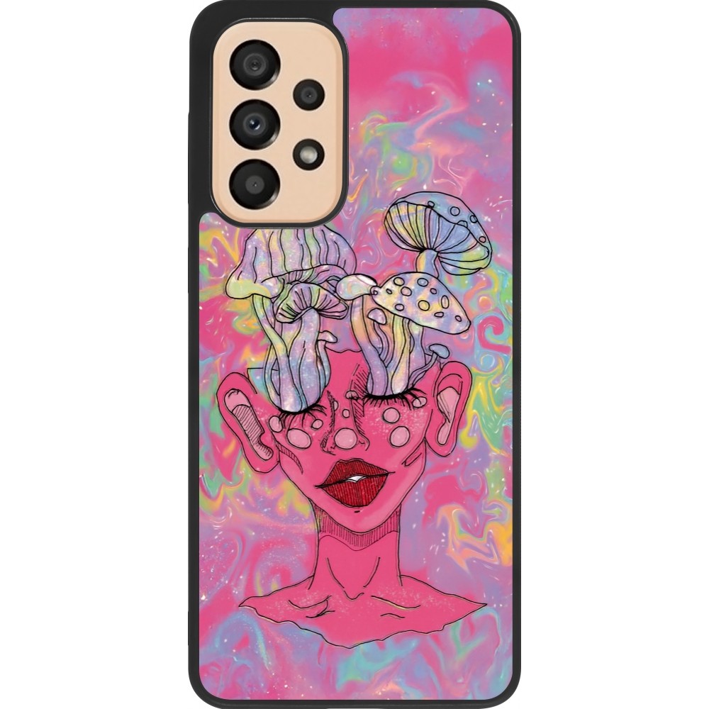Samsung Galaxy A33 5G Case Hülle - Silikon schwarz Psychedelic pink mushroom