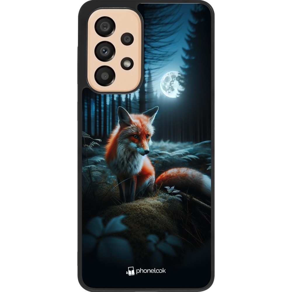 Samsung Galaxy A33 5G Case Hülle - Silikon schwarz Fuchs Mond Wald