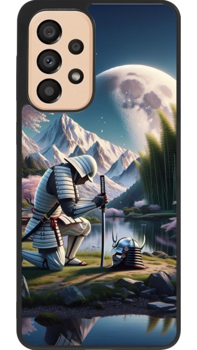 Coque Samsung Galaxy A33 5G - Silicone rigide noir Samurai Katana Lune