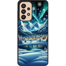 Samsung Galaxy A33 5G Case Hülle - Silikon schwarz Verschneites Bergdorf am See in der Nacht