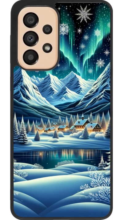 Coque Samsung Galaxy A33 5G - Silicone rigide noir Snowy Mountain Village Lake night