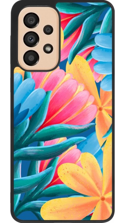 Coque Samsung Galaxy A33 5G - Silicone rigide noir Spring 23 colorful flowers